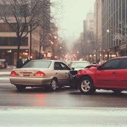 Multi car crash on a city road