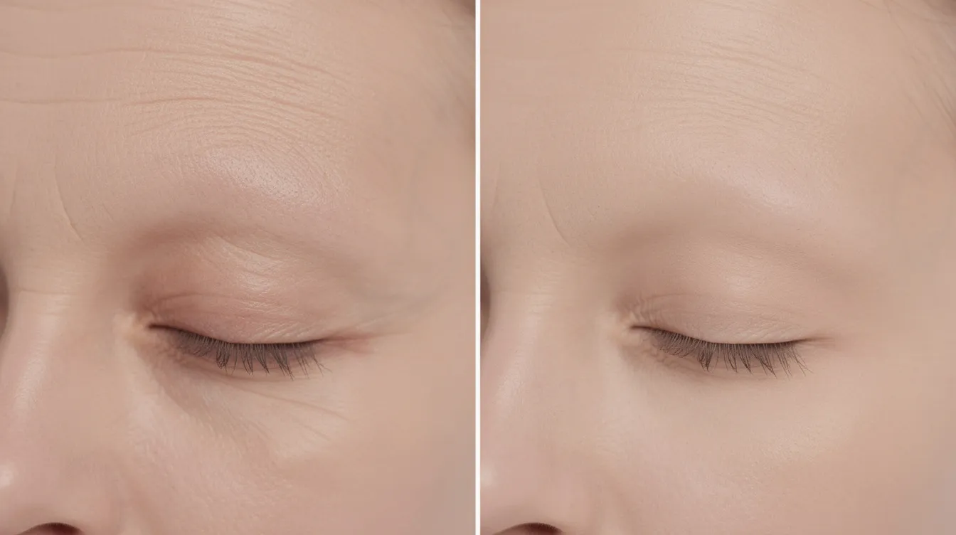 The image shows a side-by-side comparison of a person's forehead, highlighting the subtle smoothing of horizontal lines that have softened, suggesting the effects of a botox treatment. This visual emphasizes the natural beauty and refined appearance achieved through facial balancing, showcasing real results for clients interested in enhancing their skin in Astoria, Queens.
