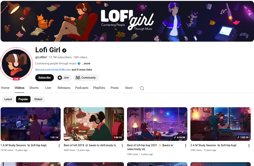 Lofi Girl YouTube channel.