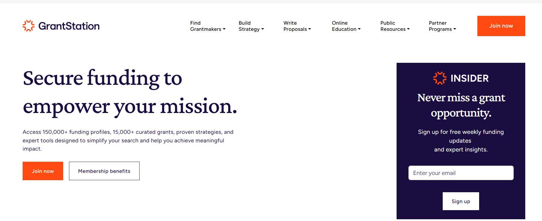 GrantStation's homepage