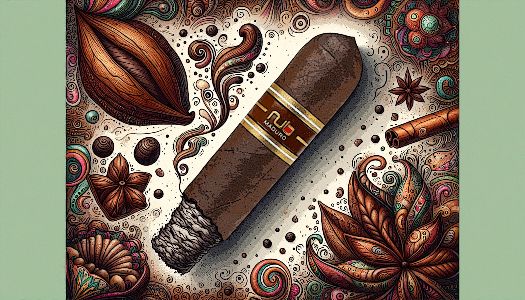 A cartoon representation of a nub maduro cigar with rich flavors.