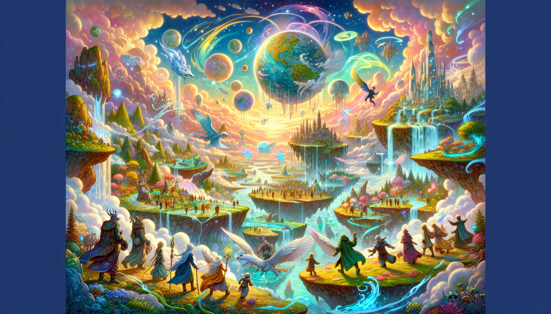 An illustration depicting an ever-changing world with elements of adventure and mystery.