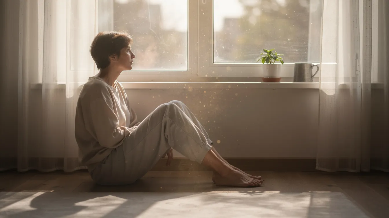 A person sits quietly by a window, bathed in soft morning light, reflecting on their healing journey after experiencing deep pain from betrayal. This serene moment emphasizes the importance of self-care and emotional well-being as they navigate the complex emotions following infidelity.