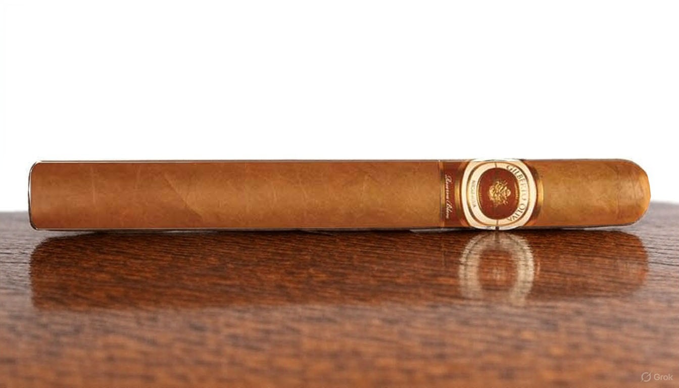The appearance of a well-constructed cigar with a dark wrapper.