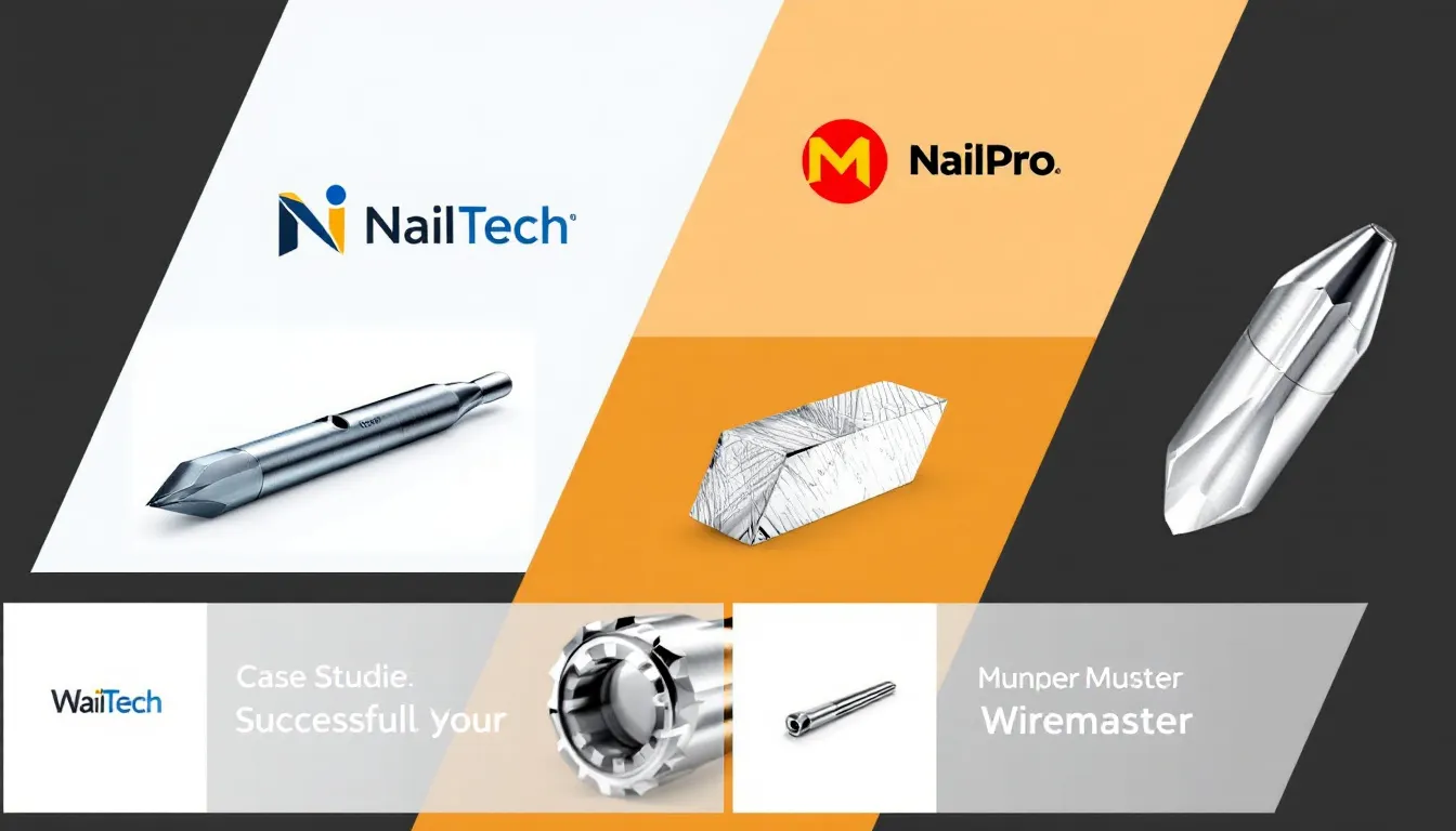 Case studies of successful wire nail businesses, featuring images of their products.