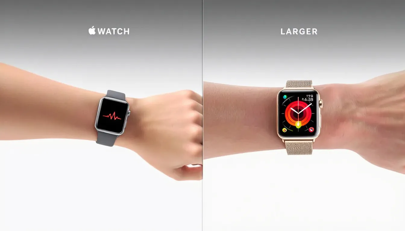 A visual representation of choosing an Apple Watch based on wrist size for smaller and larger wrists.