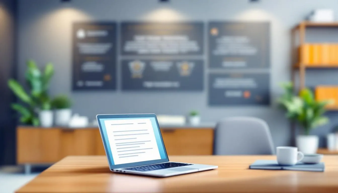 Assessing a divorce lawyer’s reputation, featuring a blurred image of testimonials and awards in an office.
