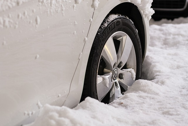 tire and wheel in the snow