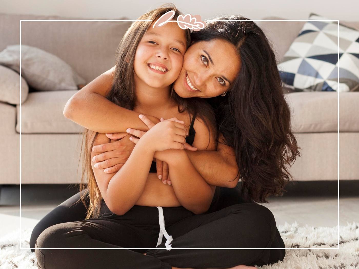 Mother and daughter sitting together, radiating love and joy. An ideal moment reflecting the bond between mom and daughter.