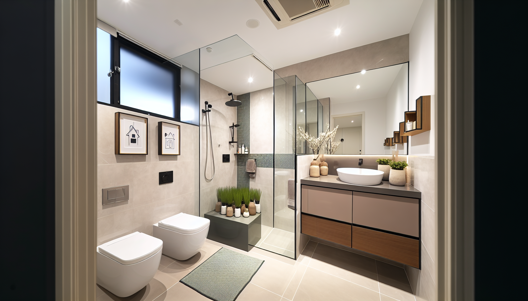 A stylish bathroom with modern fixtures and elegant design