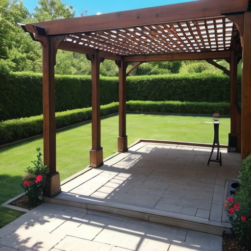 Custom Pergola on a patio made of wood or composite material.