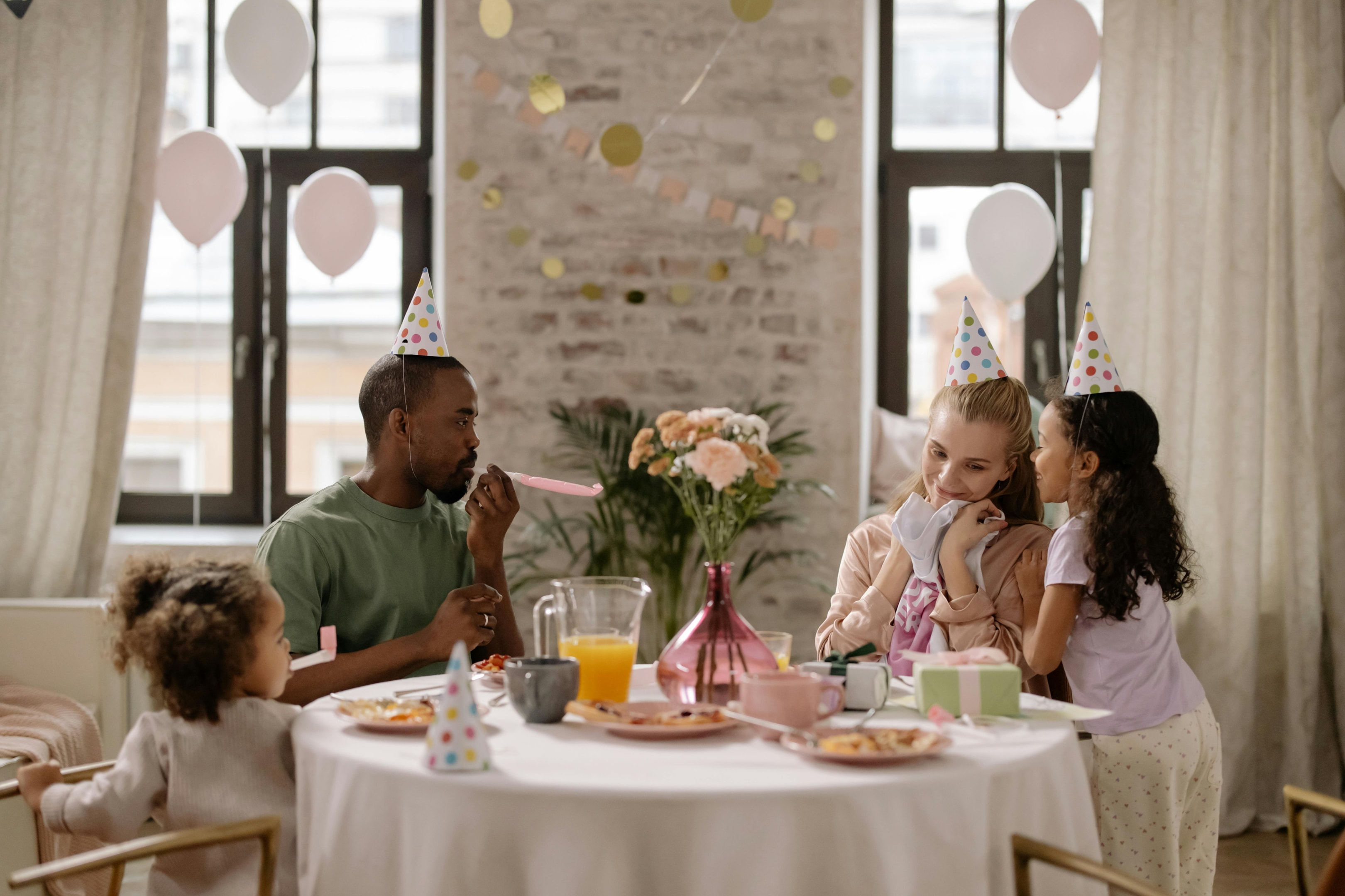 Family celebrating birthday