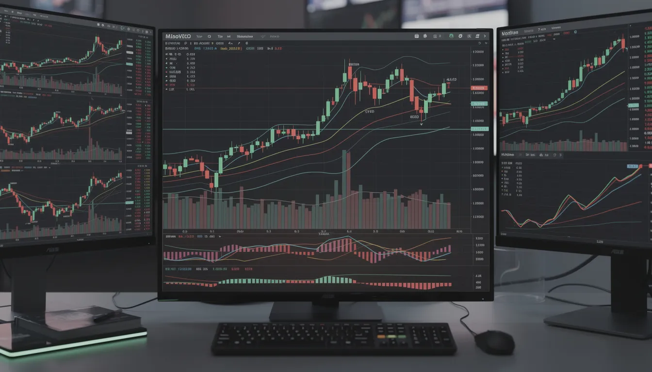 The image displays various financial charts featuring candlestick patterns and technical indicators, commonly used by experienced traders to analyze market trends and develop trading strategies. These visual tools are essential for traders seeking to optimize their trading accounts on platforms like iux, enabling effective decision-making in the financial markets.