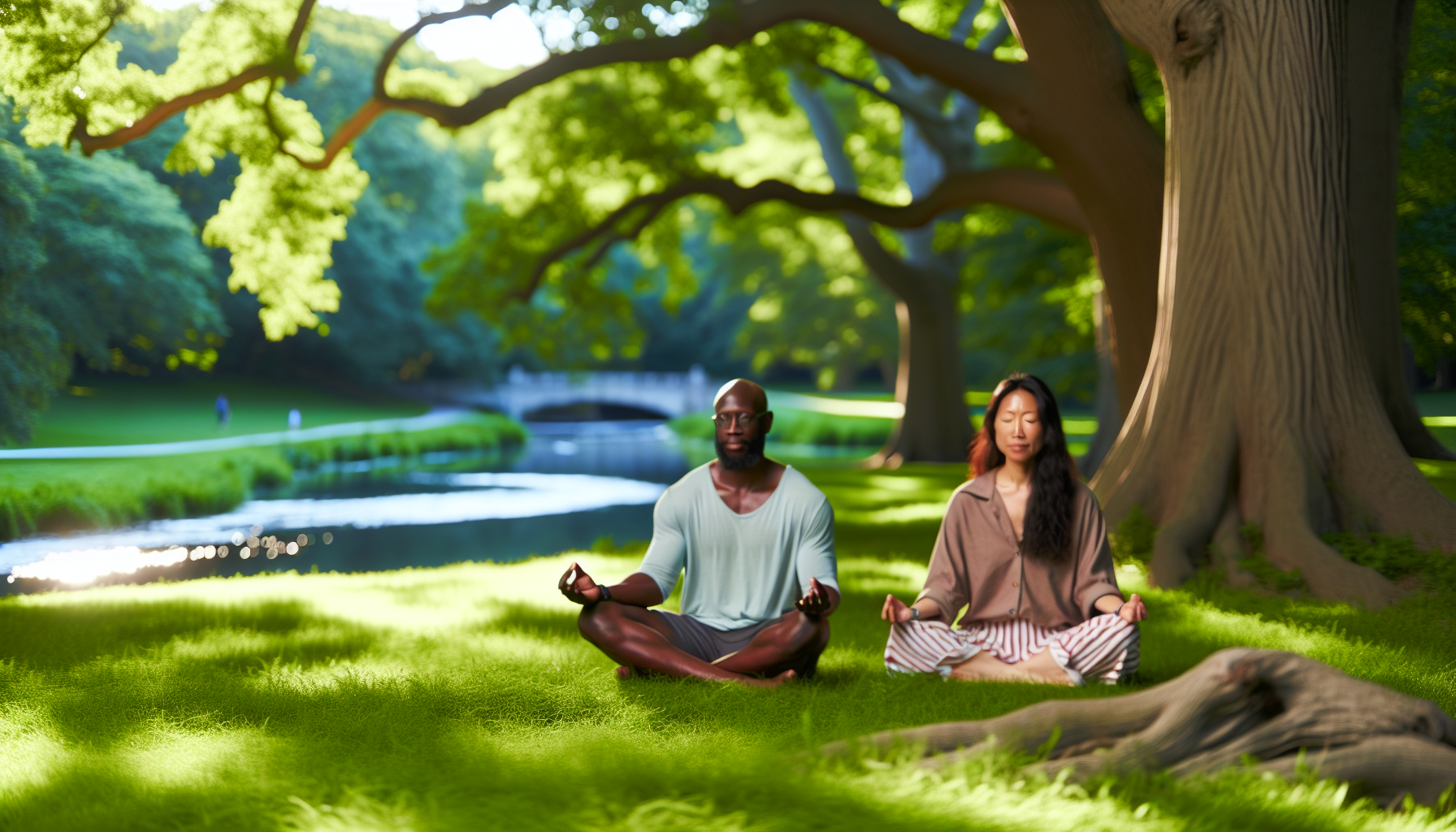 A couple practicing mindfulness meditation together