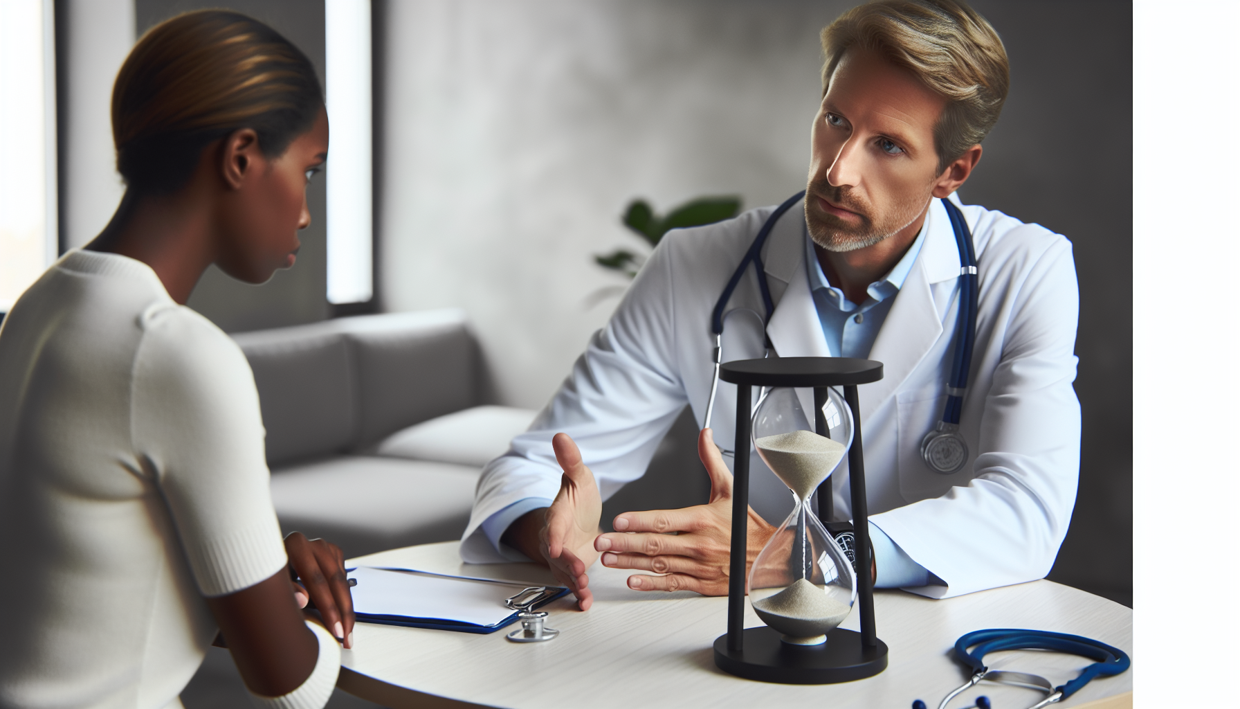 Illustration of a surgeon discussing with a patient