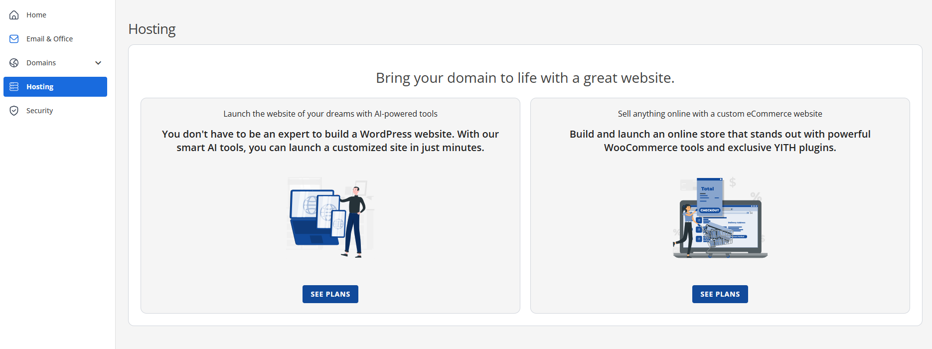Hostring in Bluehost Control Panel