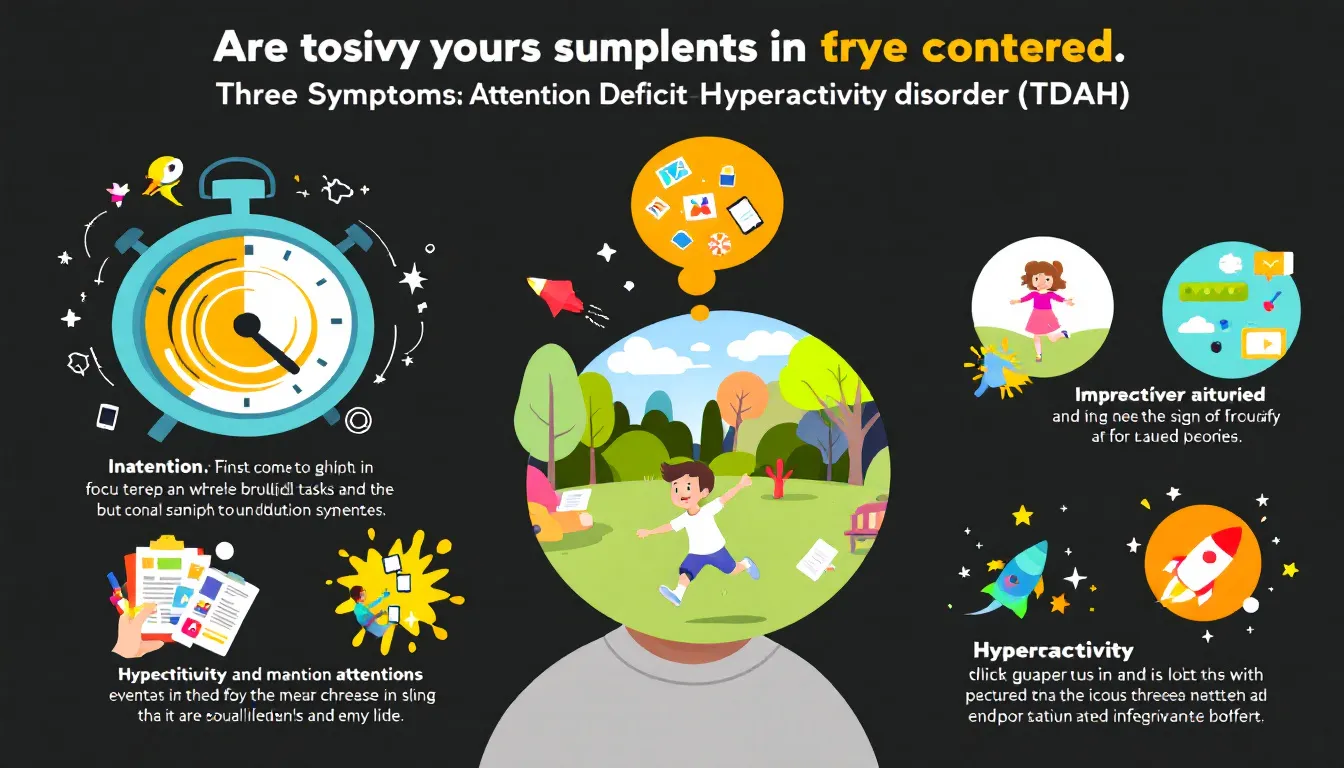 Graphique illustrant les trois principaux symptômes du TDAH.
