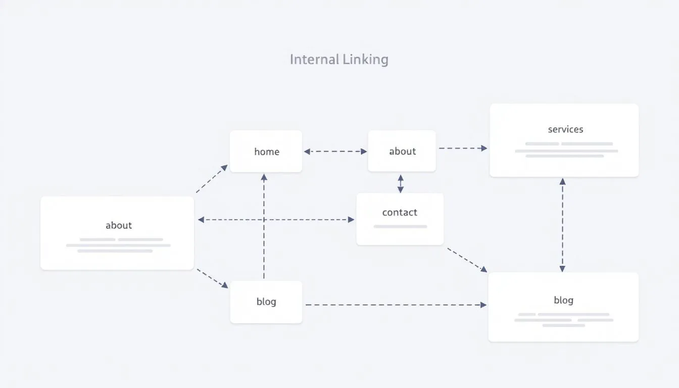 The image depicts a website architecture diagram illustrating the internal linking structure, showcasing how various web pages are interconnected to enhance search engine optimization and drive organic traffic. This visual representation highlights the importance of internal links in improving website traffic and optimizing user experience.