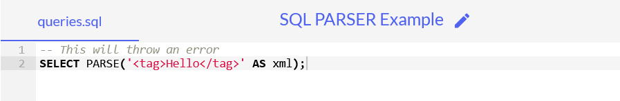 Parse doesn't support XML data type in result table