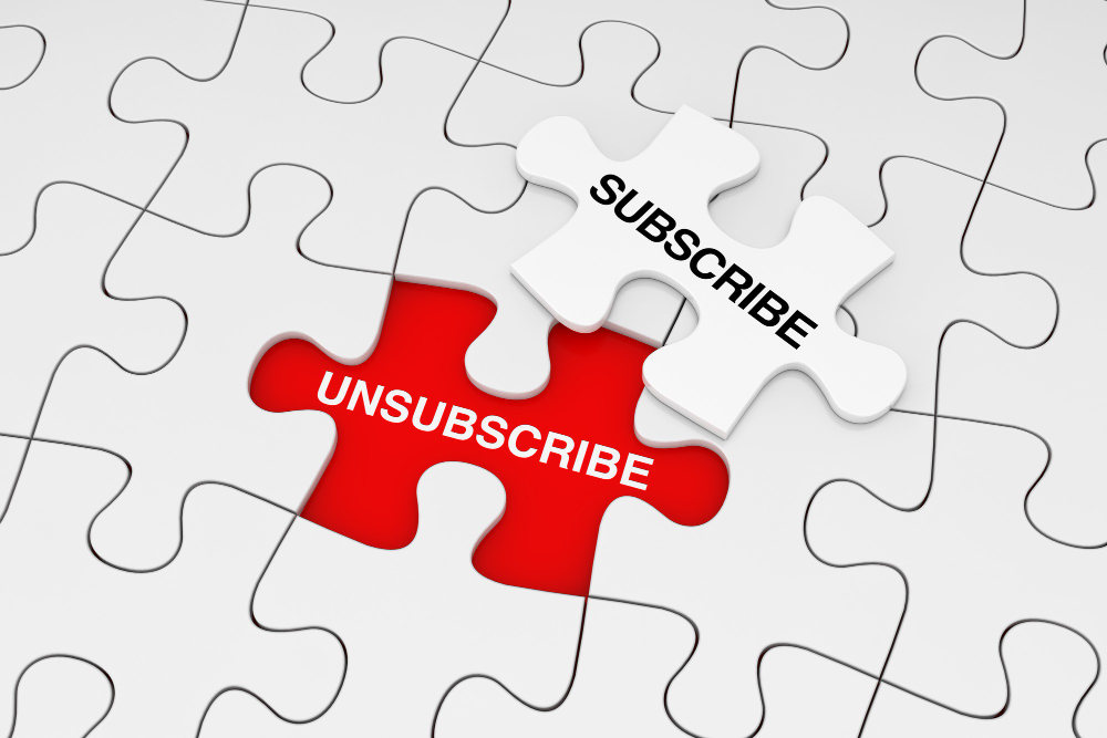 Unsubscribe link, email content, sign up