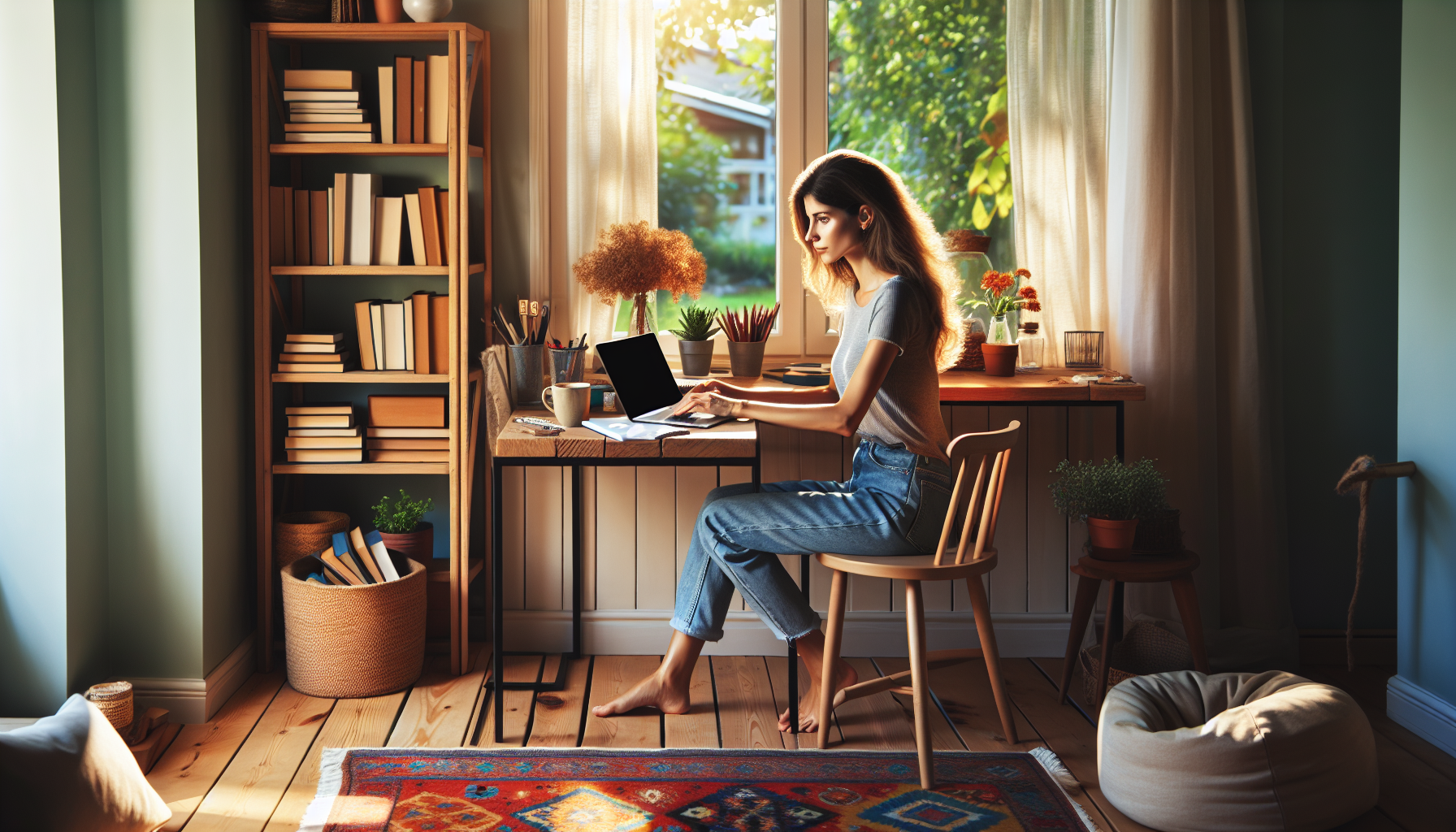 Remote worker creating a designated workspace at home