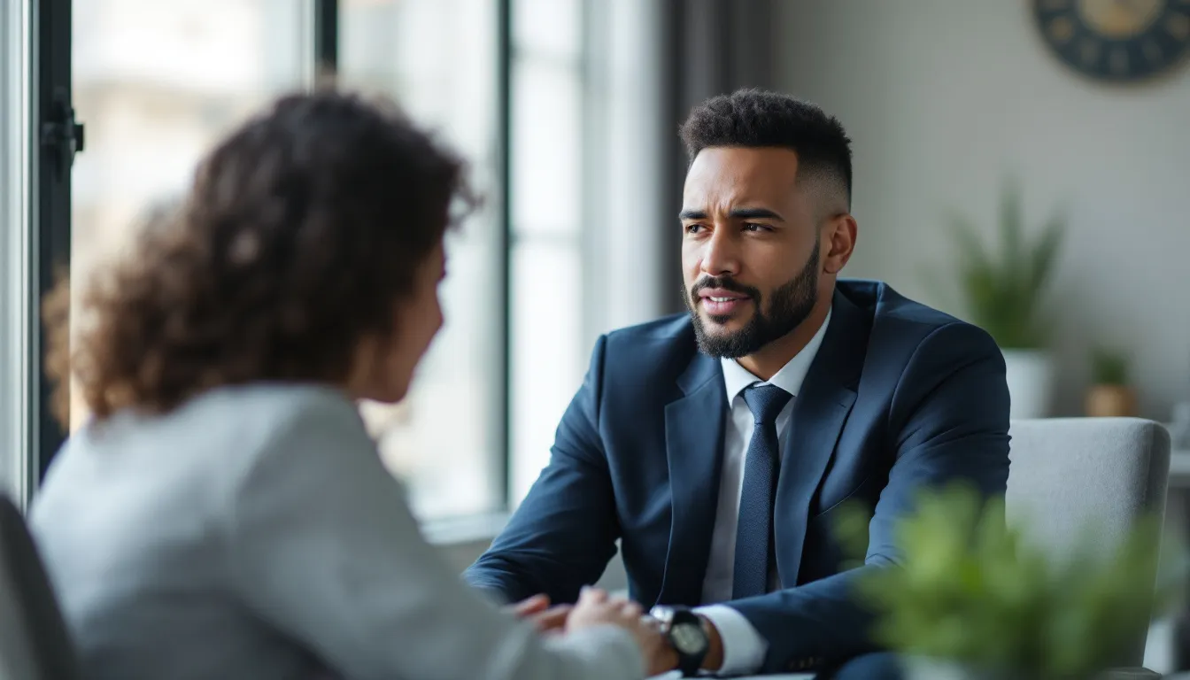 A compassionate lawyer discussing a fatal accident case with a family member.