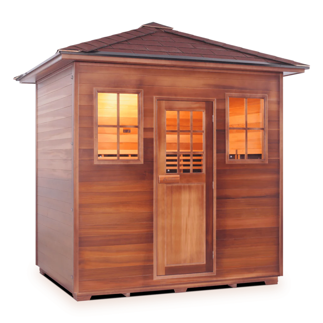 Enlighten Infrared/Traditional Sauna SAPPHIRE - 5 Slope - 5 Person Outdoor Sauna.