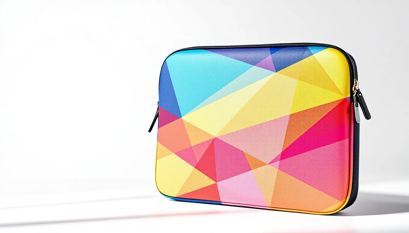 Custom printed conference bags with vibrant designs.