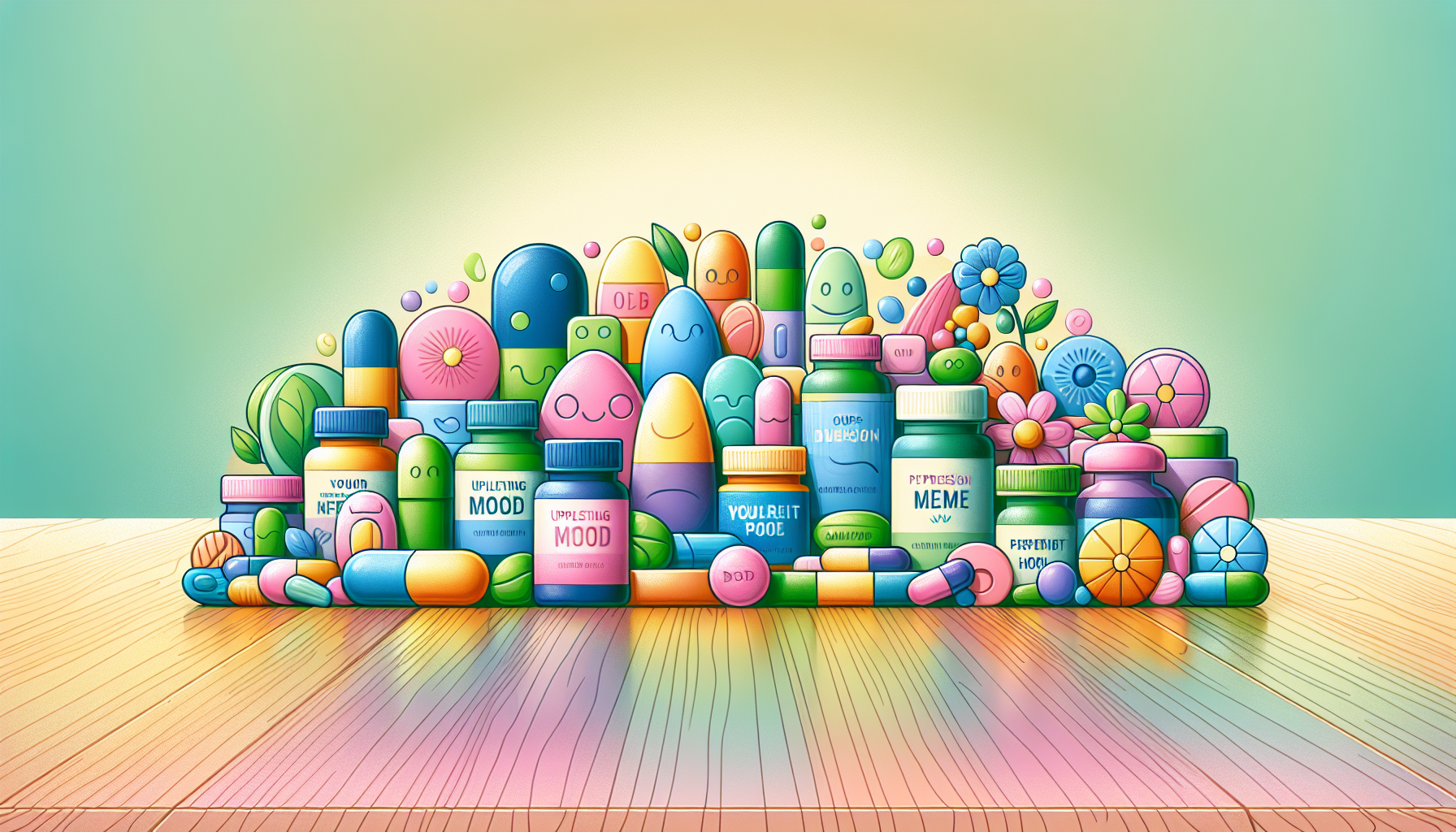 An illustration of dietary supplements that may treat depression.