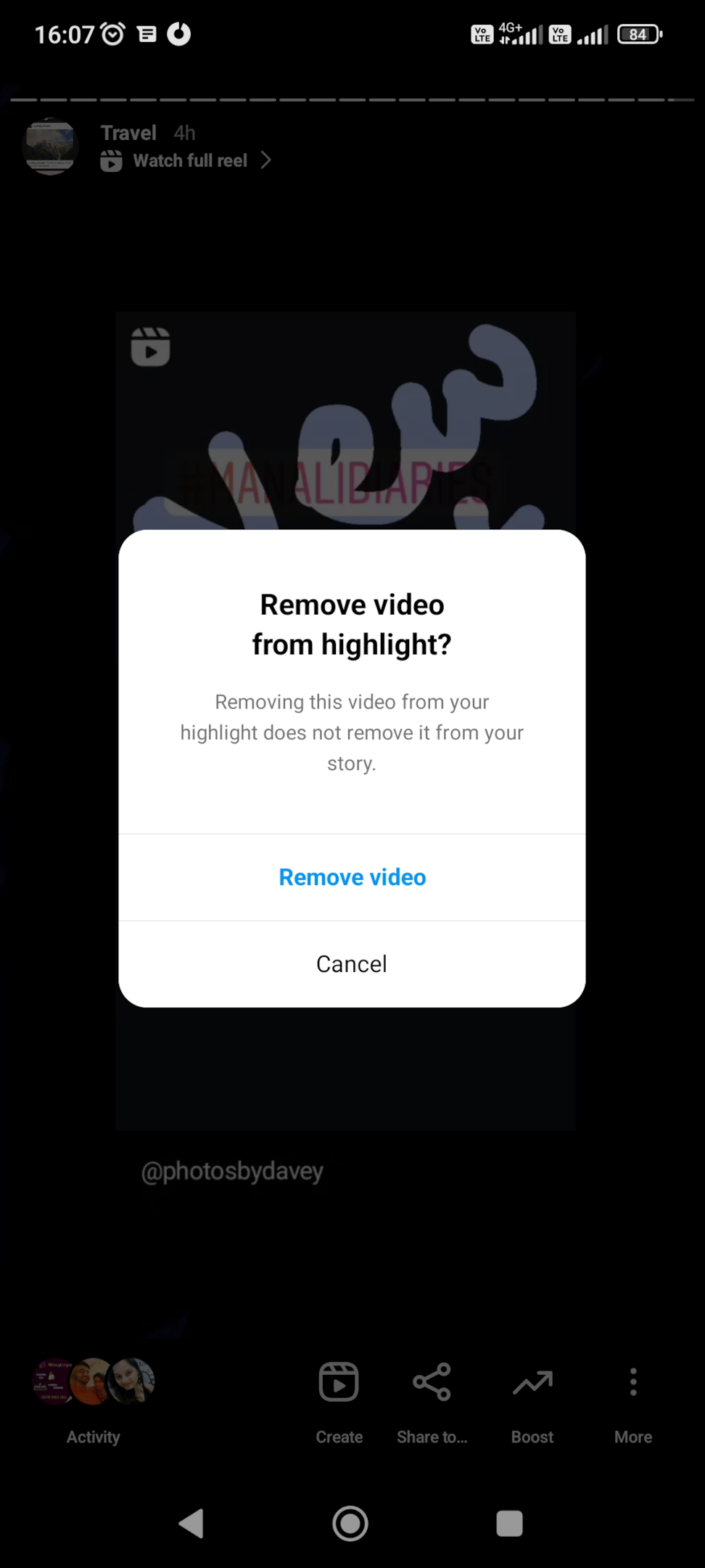 Remote.tools shows how to confirm removing an story from Instagram highlights