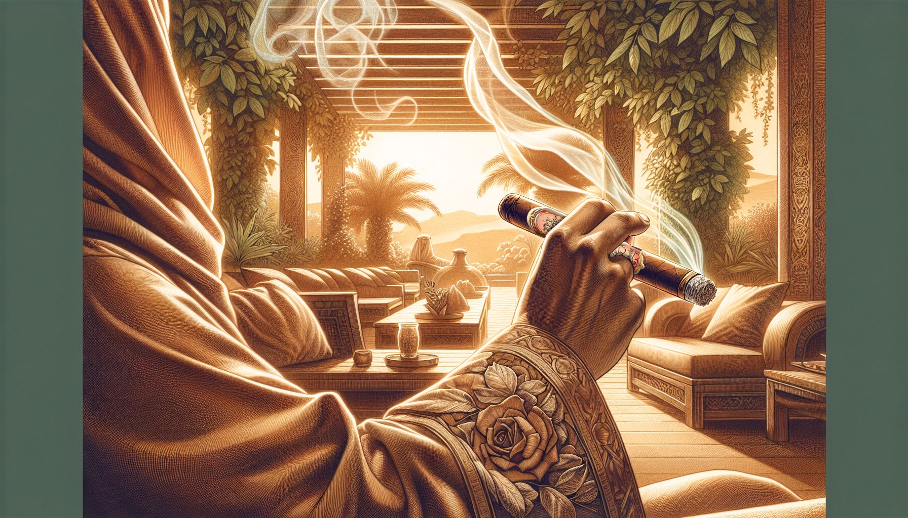 An artistic representation of a My Father La Opulencia Toro cigar being enjoyed.