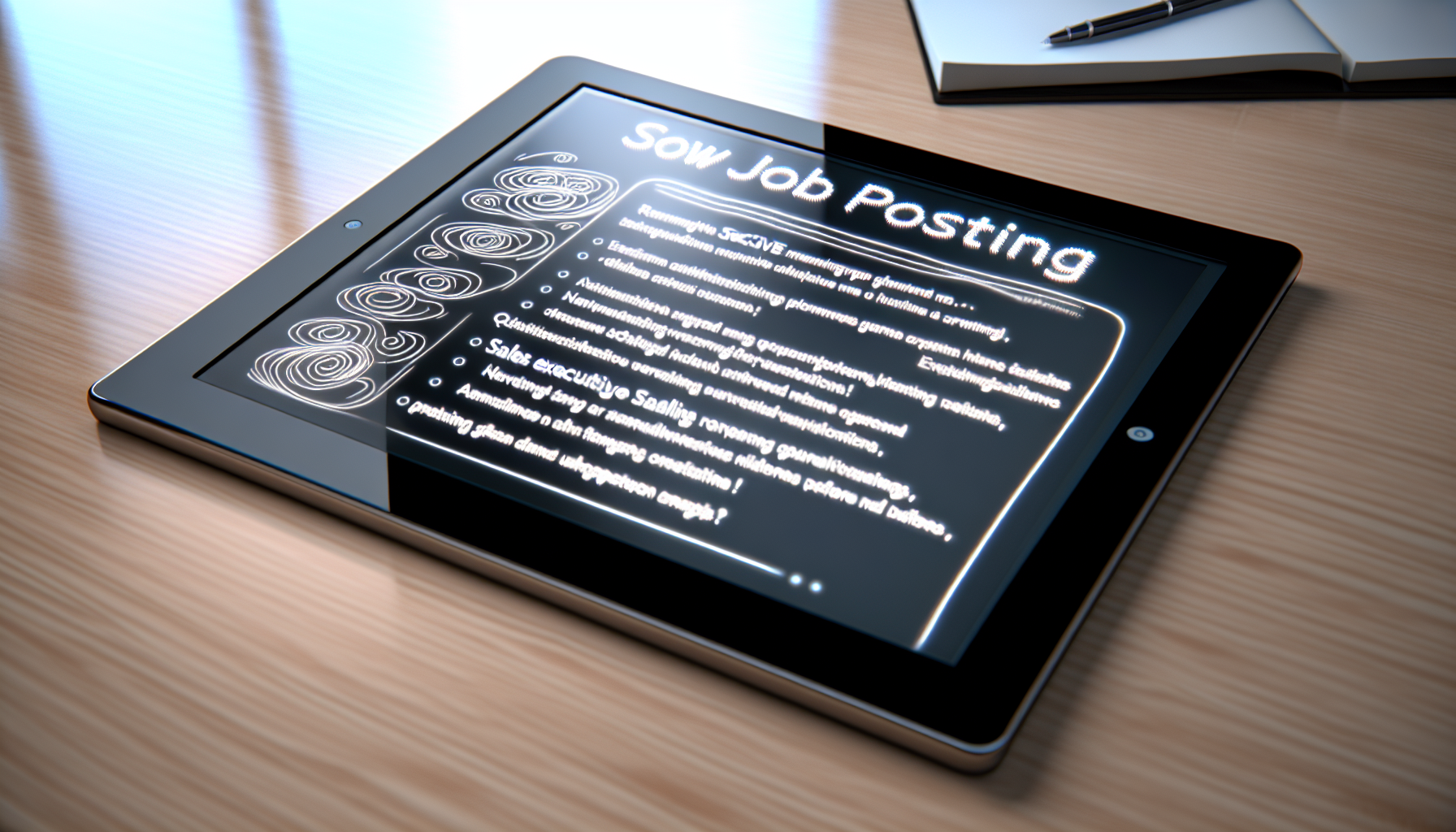 Job posting on a digital tablet
