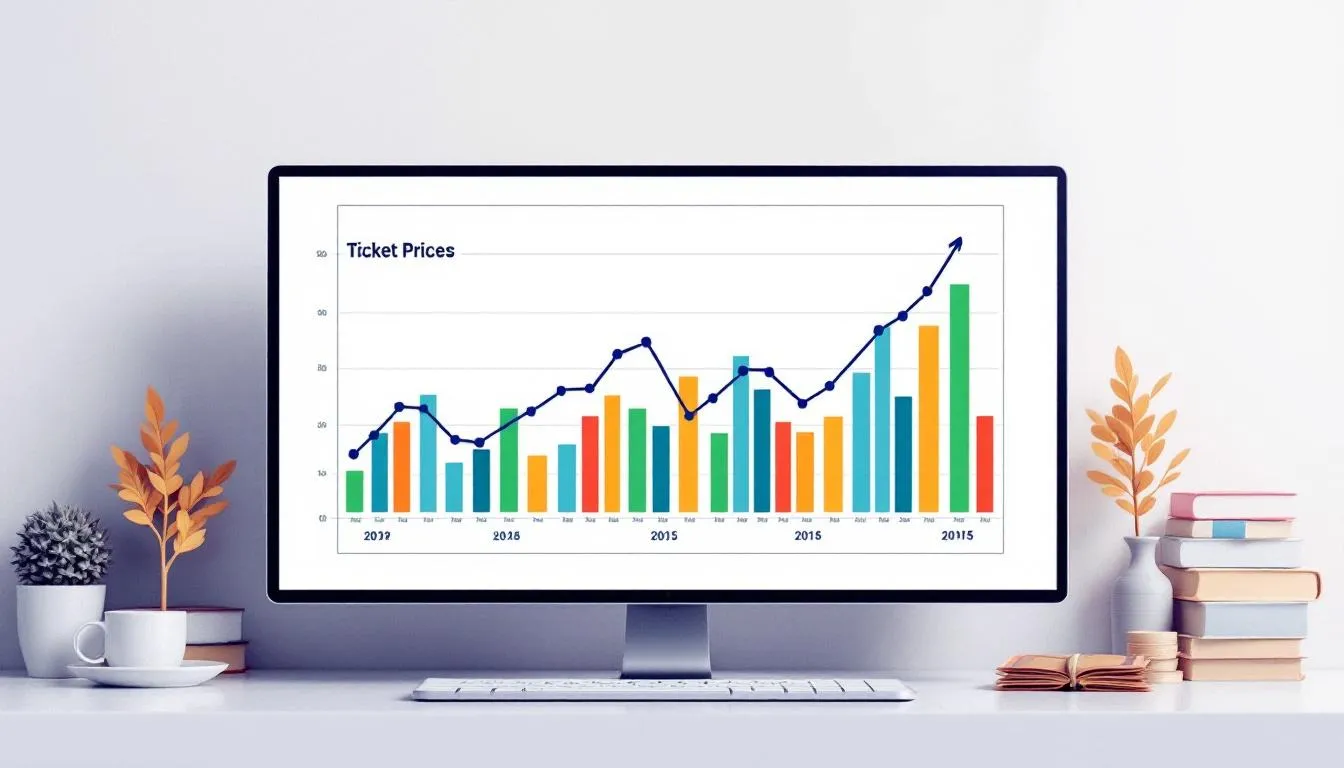 A digital illustration of various ticket prices displayed on a screen, representing the secondary market.