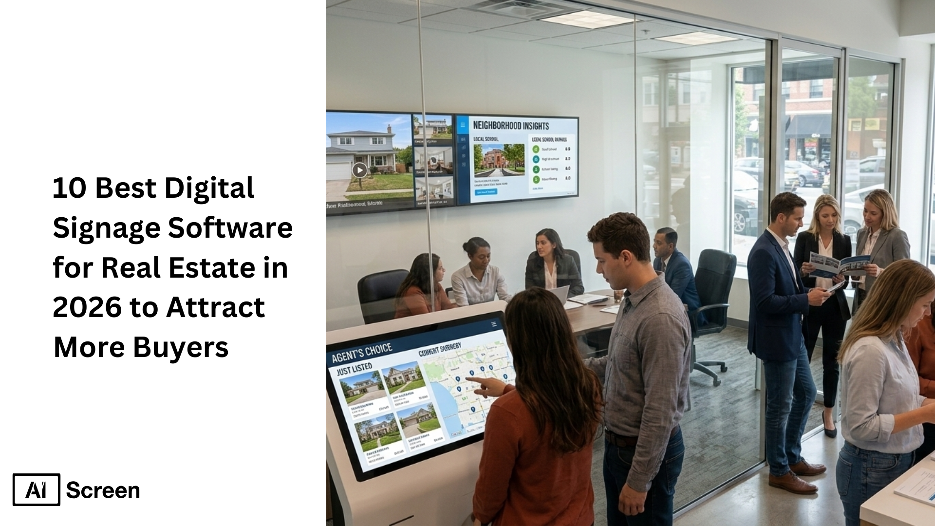 10 Best Digital Signage Software Providers for Real Estate in 2026 1 modern real estate office signage