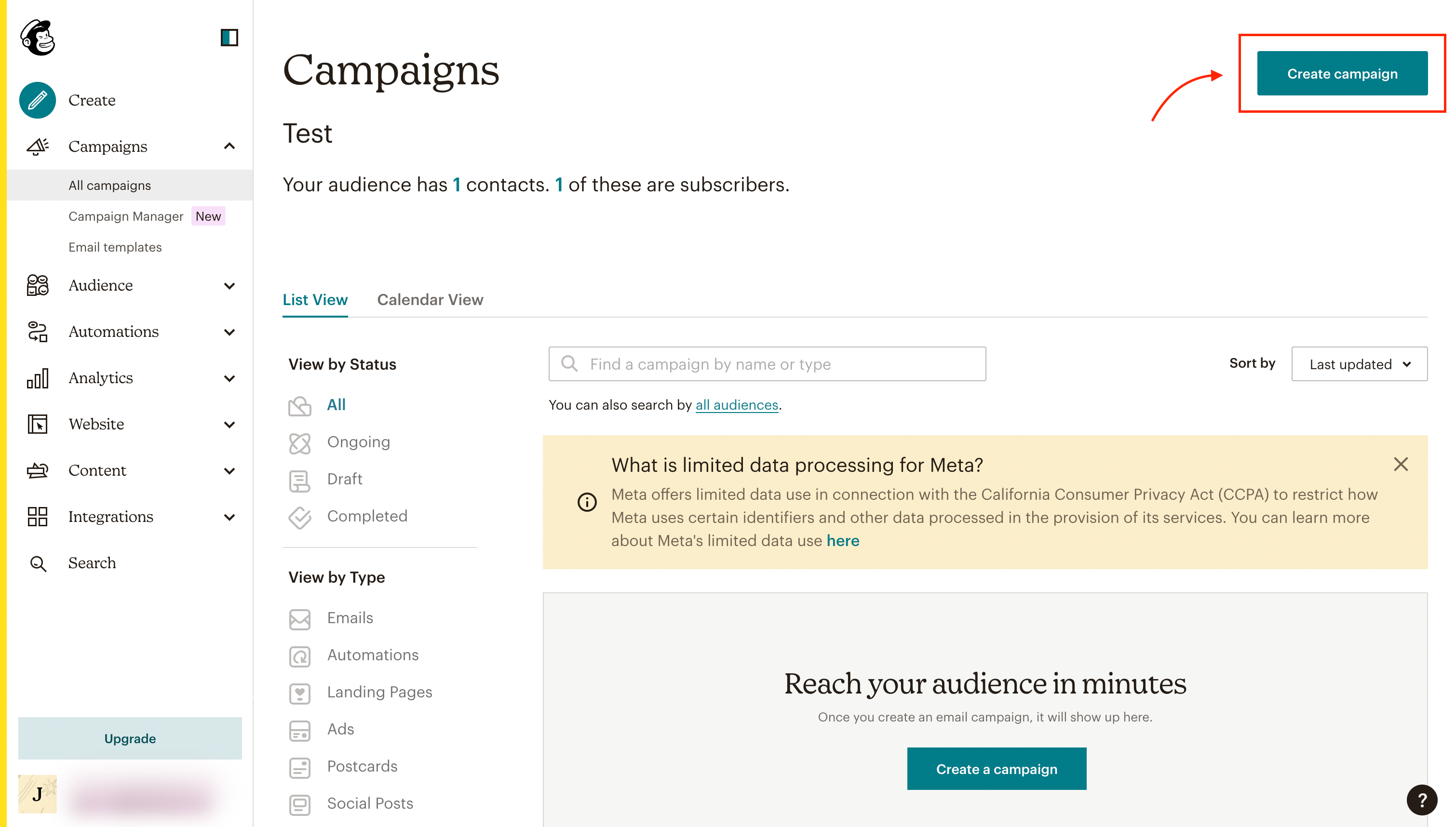 A screenshot of Mailchimp, an example of an essential salesforce integration.