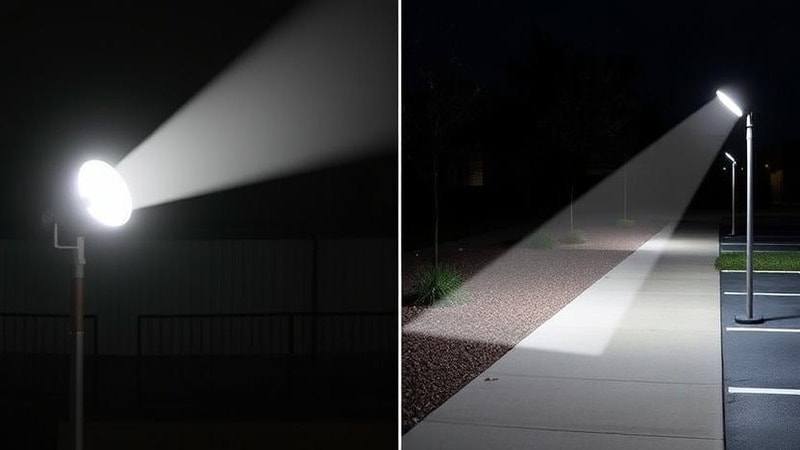 A floodlight with poor light control vs anti spill LED lighting