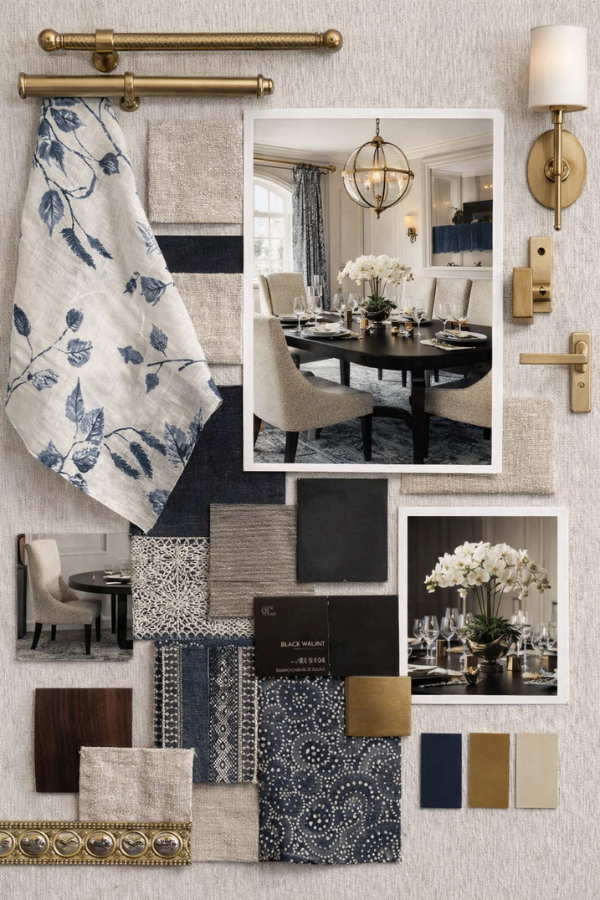 AI-generated samples pinned to a fake mood board
