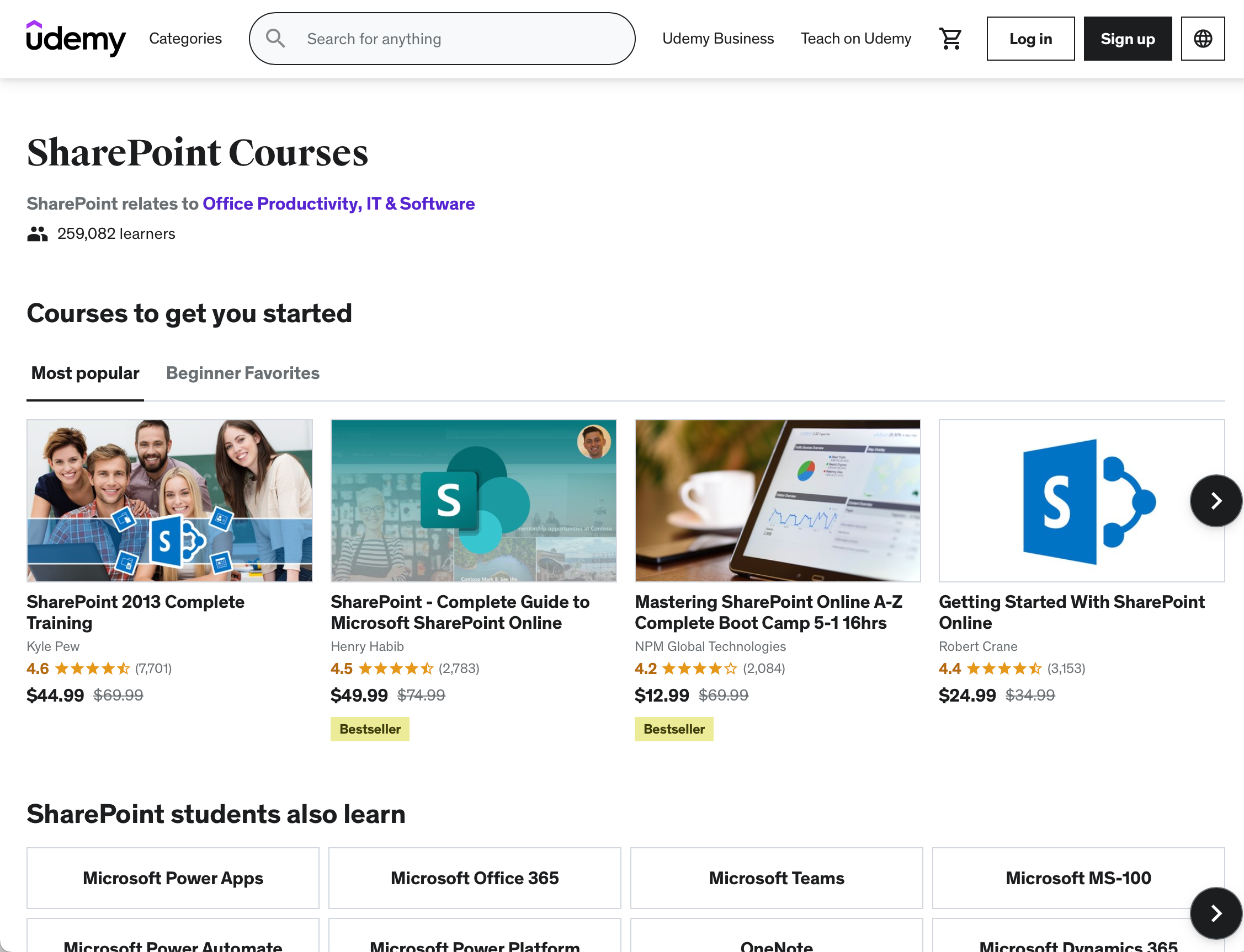 Udemy homepage