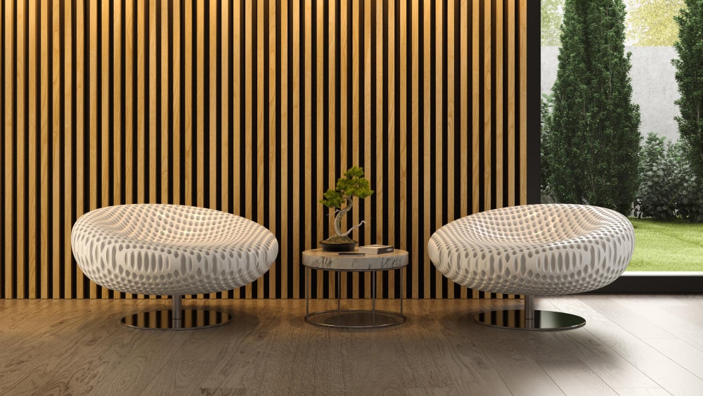 interior wood slat wall ideas for waiting room in office