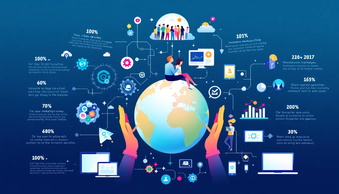 An illustration depicting various services offered by nonprofit marketing agencies.