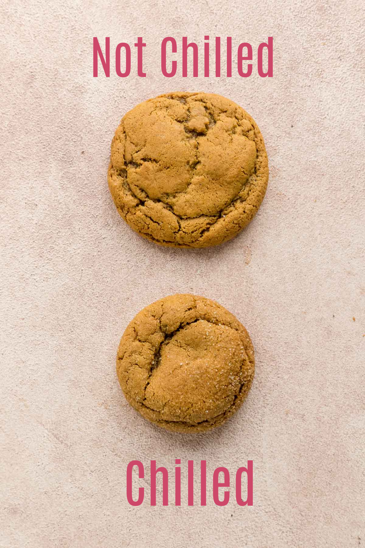 two cookies side by side, one was chilled and one was not chilled