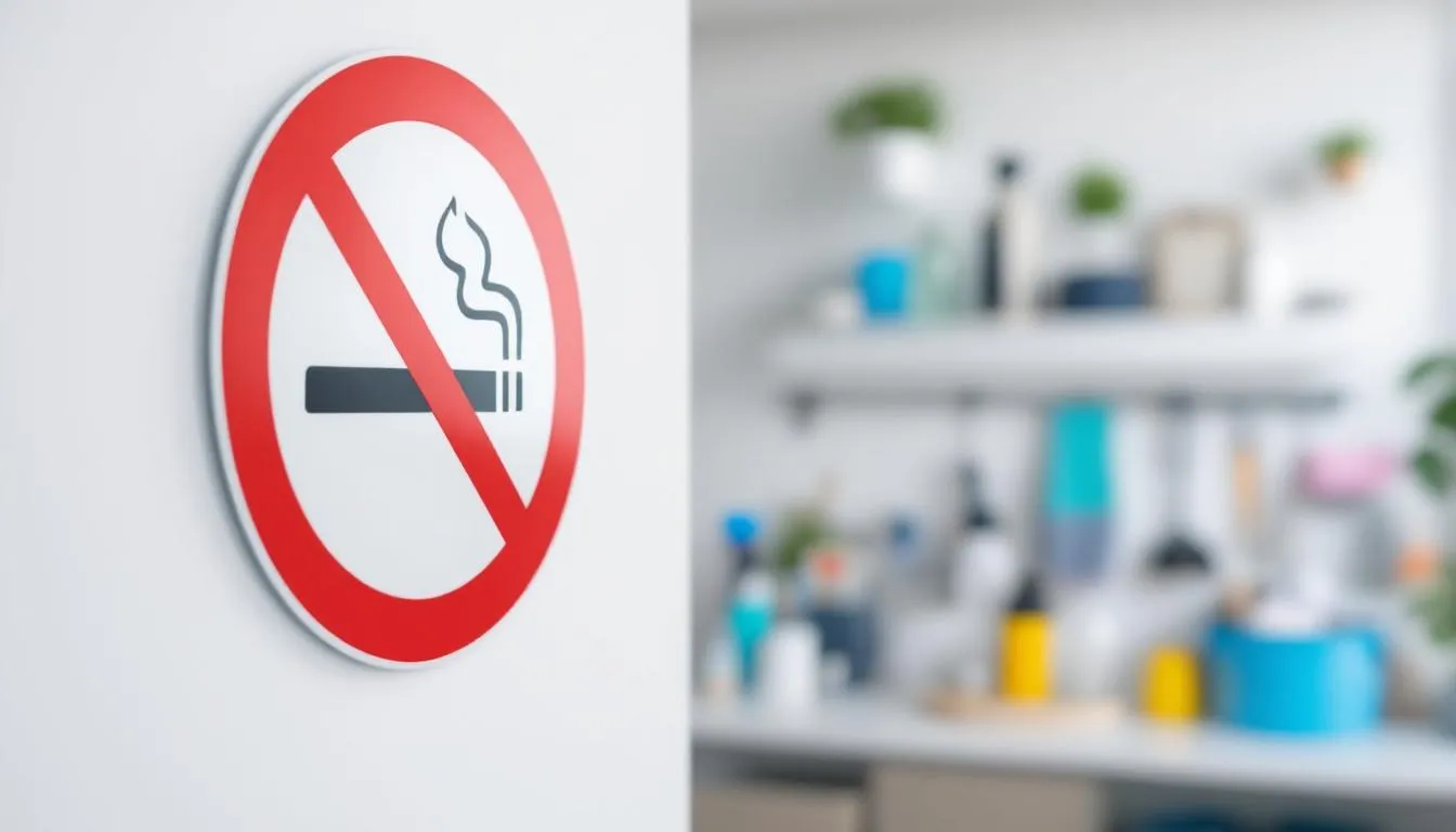 Top Tips On How To Clean Smoke Damage On Walls And Ceiling 3 A No Smoking Sign Displayed In A Well-Maintained Indoor Space To Prevent Future Smoke Damage.
