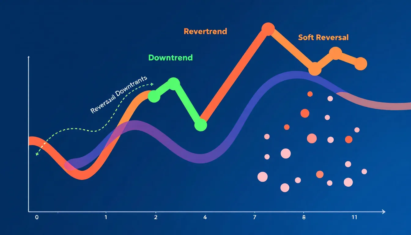 Different reversal patterns displayed on a stock chart.