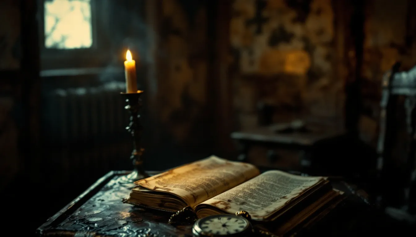 A symbolic representation of death and posthumous recognition, featuring a candle and a book.