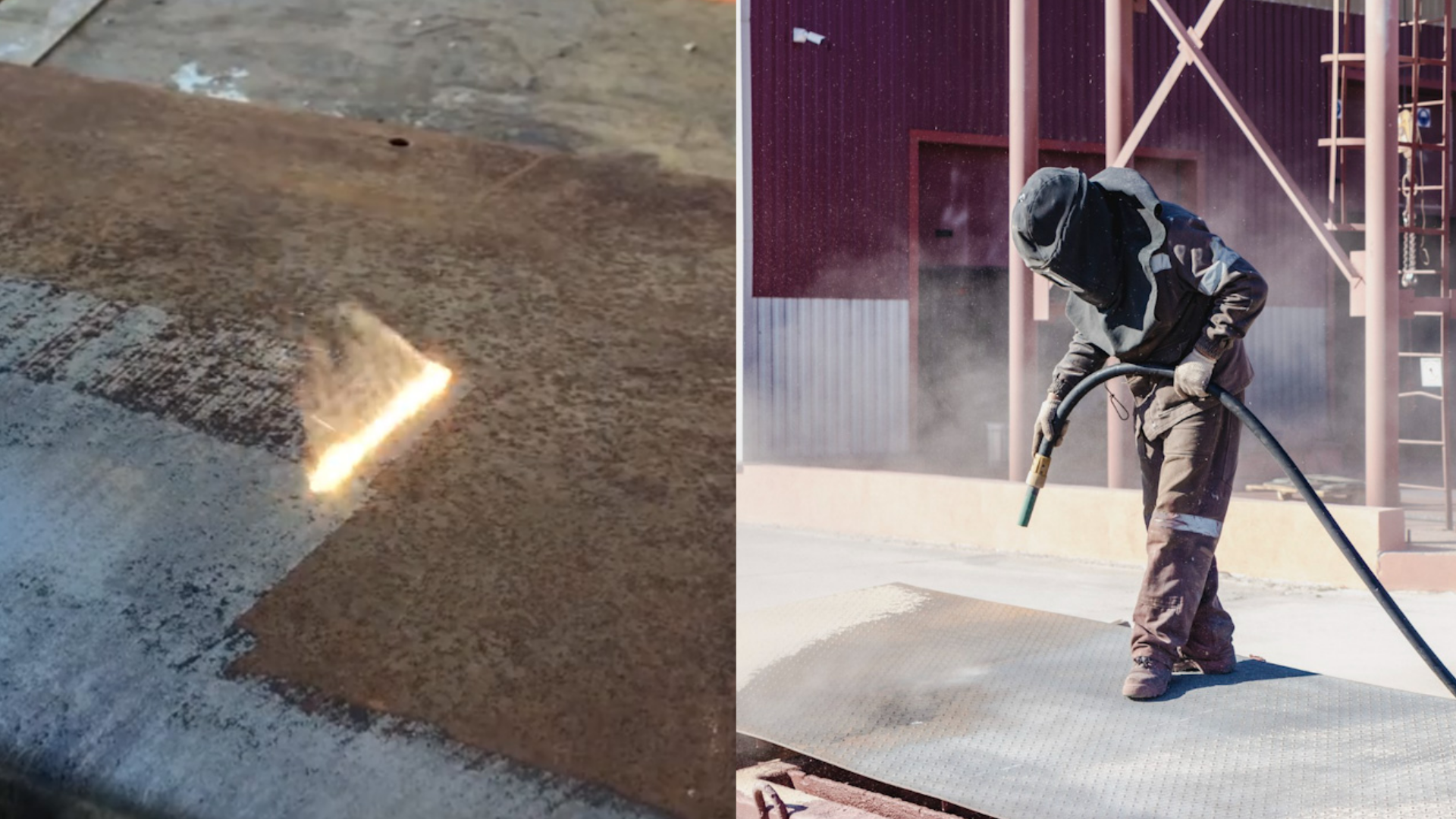 sandblasting and laser cleaning metal surfaces