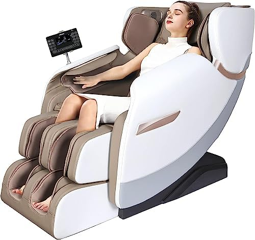 Woman on a Zero Gravity Massage Chair, showing upright position. 