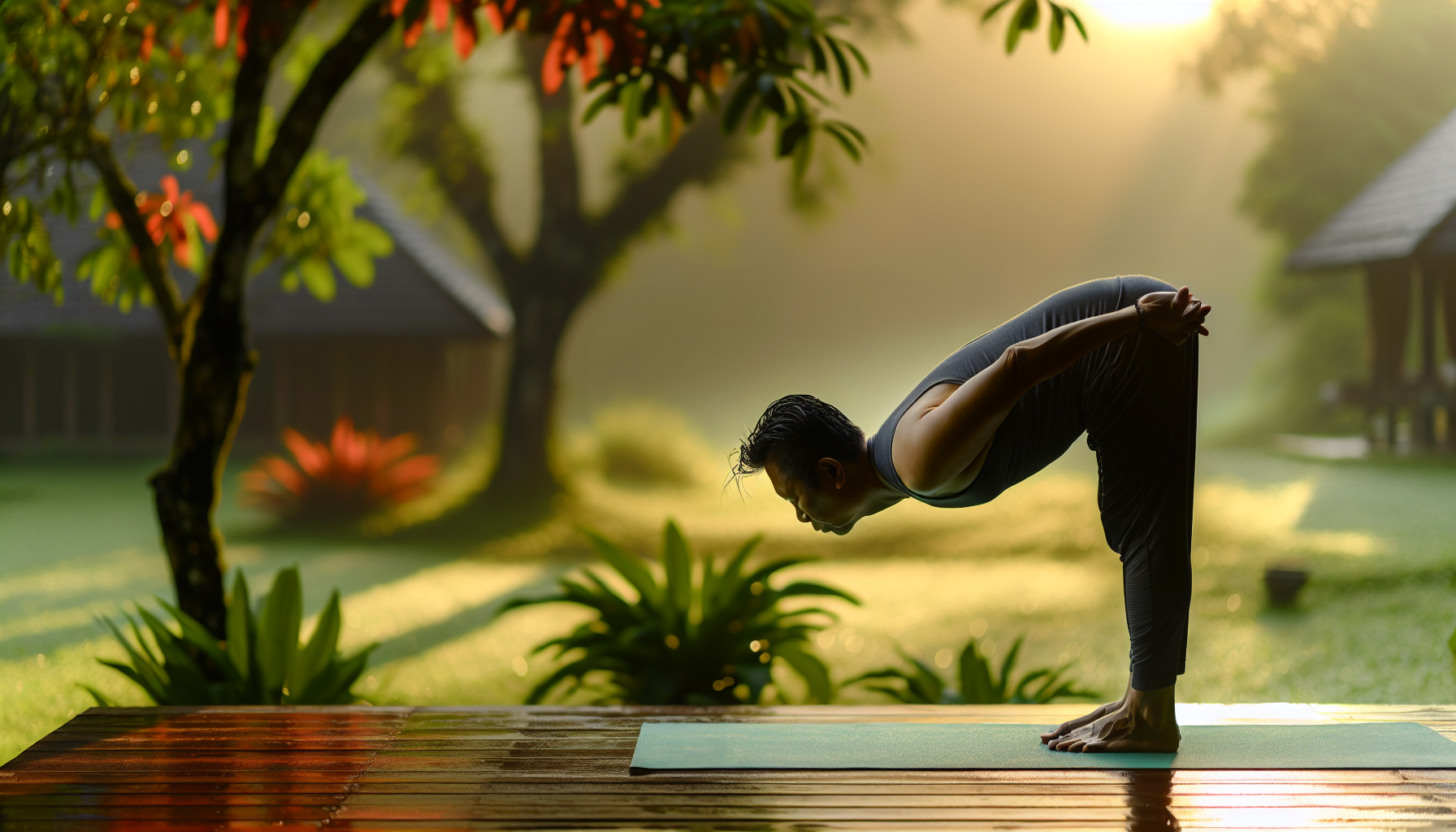 Yoga teacher practicing yoga.