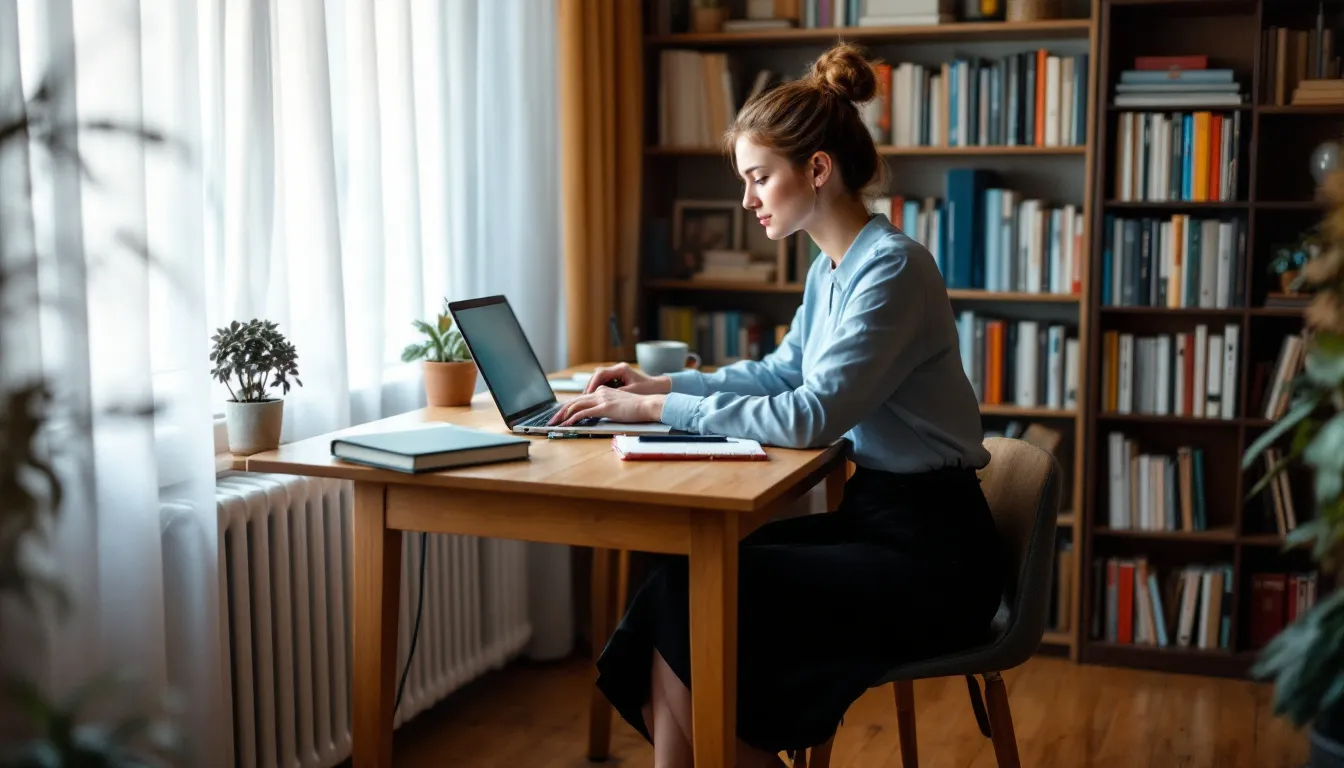 . The image showcases a home tutoring session where a dedicated professor is helping a student with their studies in a comfortable living room setting, emphasizing the importance of personalized classes a domicilio for subjects like matemáticas and inglés. The atmosphere is focused and supportive, highlighting the benefits of tailored formación for students at various educational levels, including eso and bachillerato.