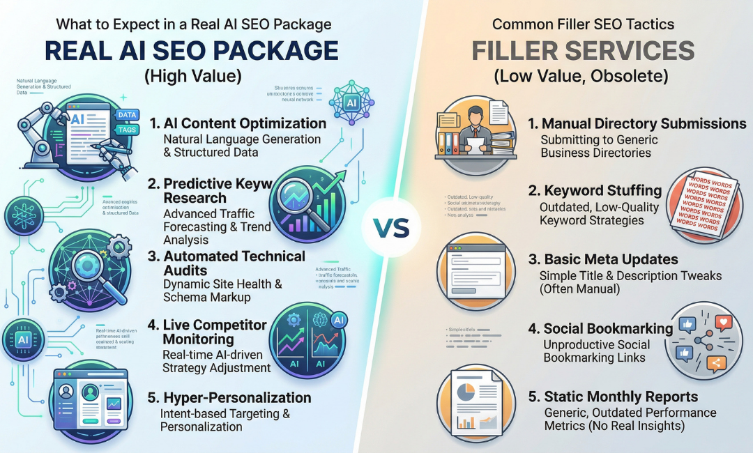 What's Included in a Real AI SEO Package vs. What's Filler