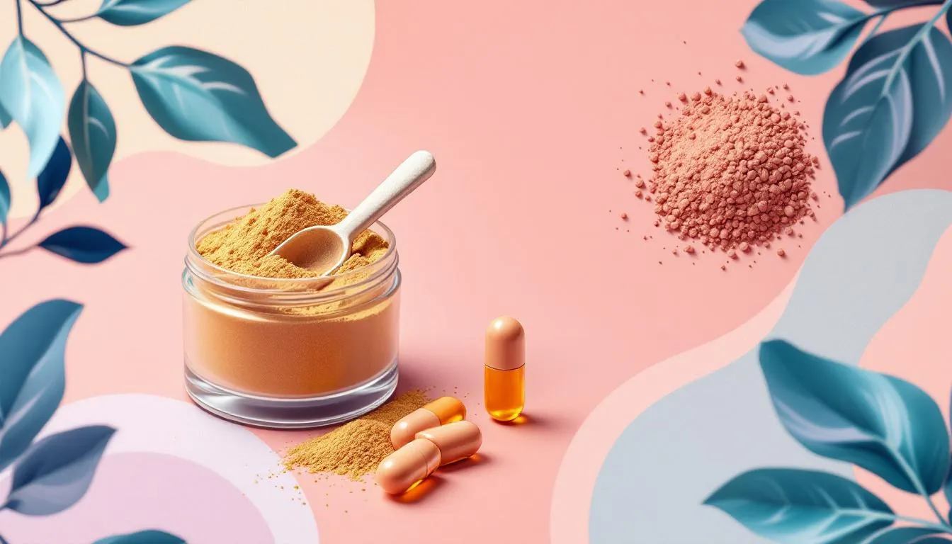 Verschiedene Formen von Maca, einschließlich Pulver und Kapseln.